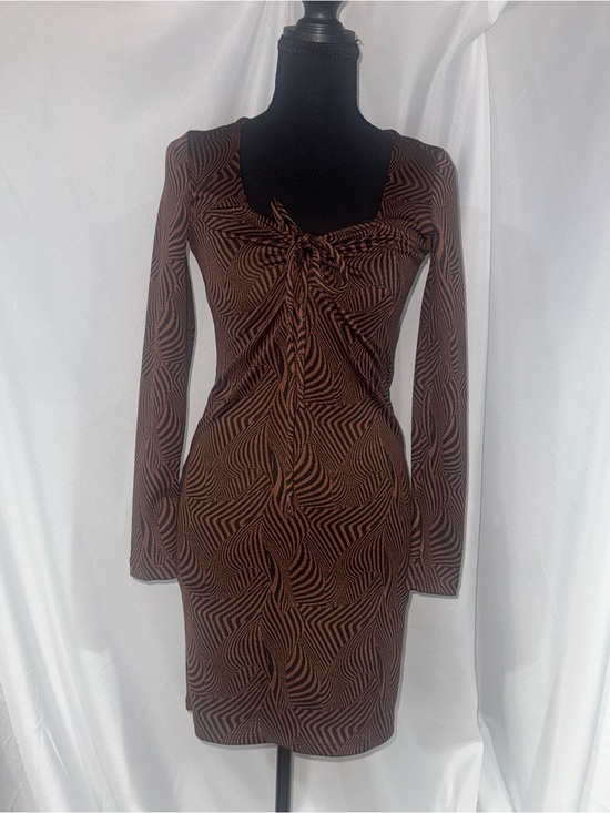 zara black and brown dress SATIN EFFECT SHORT DRESS - Brown